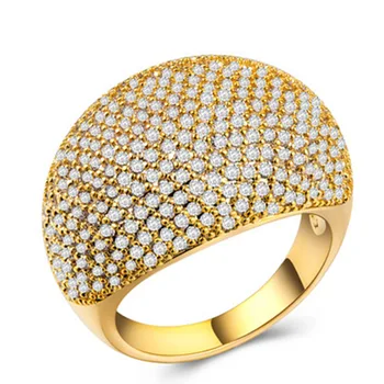 

European and American explosions luxury starry rings full of zircon copper gold-plated ladies fashion hand jewelry