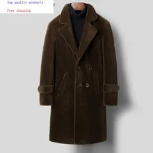 Новинка, мужское пальто из натурального меха, длинная Осенняя зимняя куртка, мужской шерстяной Блейзер, тонкое роскошное пальто для мужчин, C31A58-22