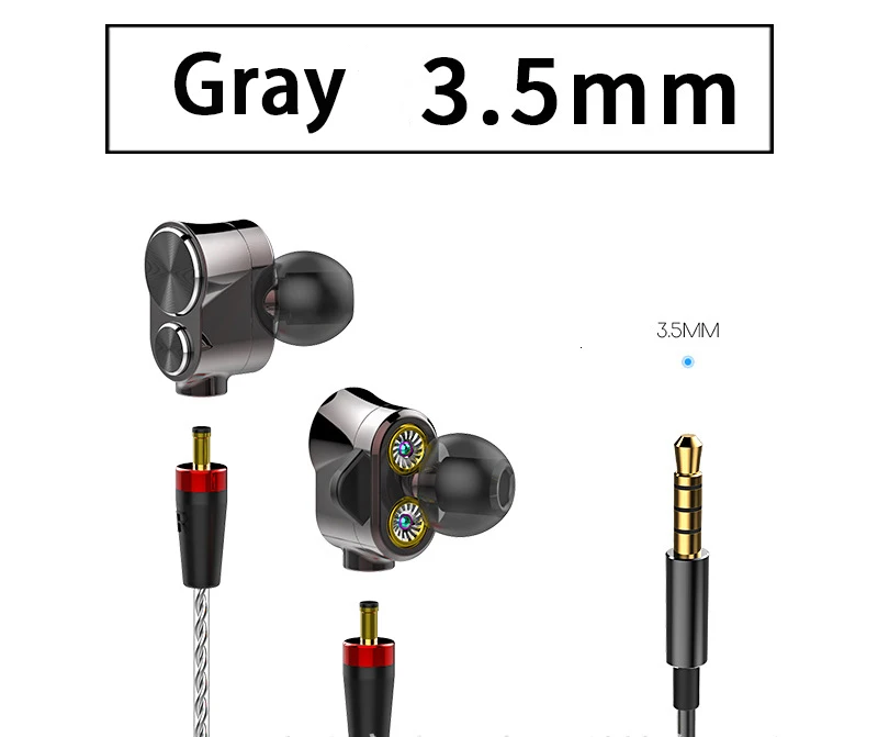 gray 3.5mm mic Оригинальные 6 штук наушники с уравновешенным якорем 3 динамические динамики HIFI бас fone de ouvido auriculares Съемная Спортивная гарнитура - Цвет: gray 3.5mm mic