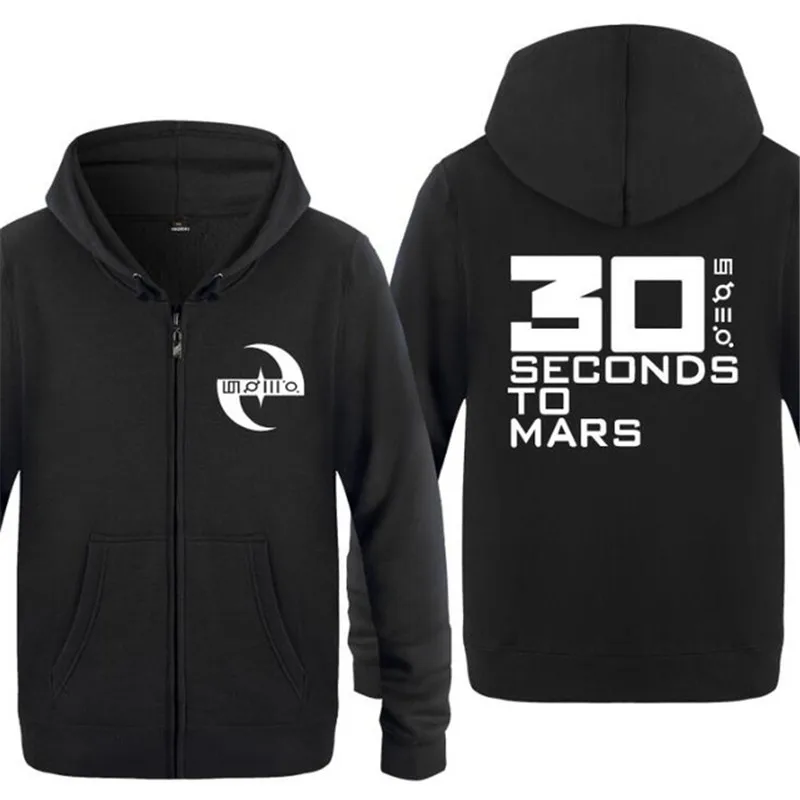 Black hoodie 2 Мужские толстовки с капюшоном Rock 30STM 30 Seconds To Mars с логотипом на молнии, мужская флисовая куртка с длинными рукавами в стиле хип-хоп, зимняя мужская Толстовка - Цвет: Black hoodie 2