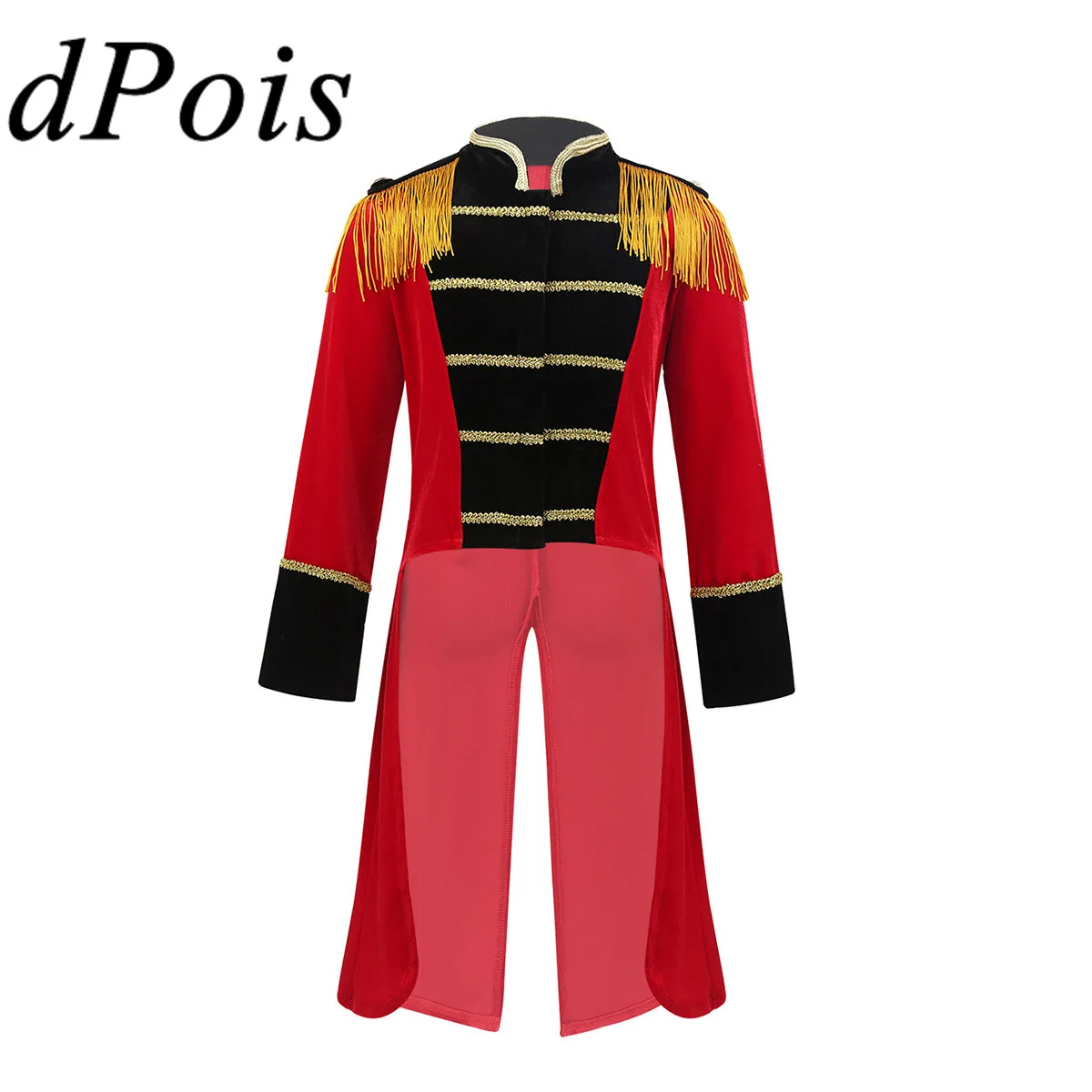 DPOIS/Детский костюм-смокинг для мальчиков с изображением цирка рингмейстера; одежда для костюмированной вечеринки; Детский костюм для ролевых игр на Хэллоуин; черный, красный пиджак-фрак