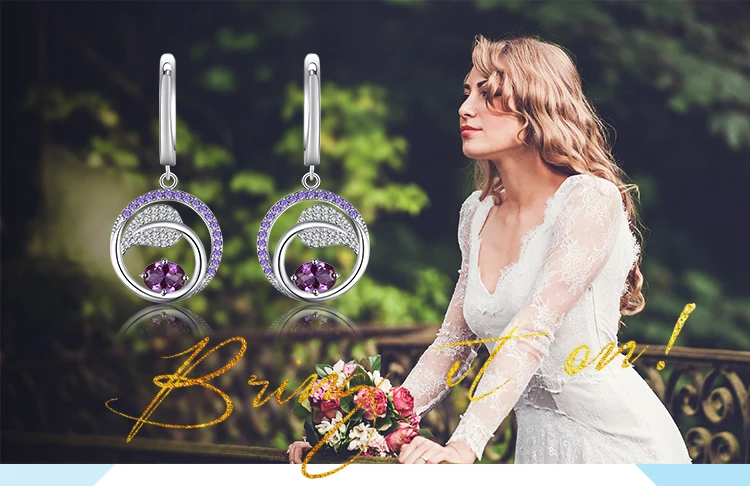 Jewelrypalace листьев 1.7ct создан Александрит Фиолетовый кубического циркония Длинные Висячие серьги 925 серебро хороший подарок для девушки/женщина