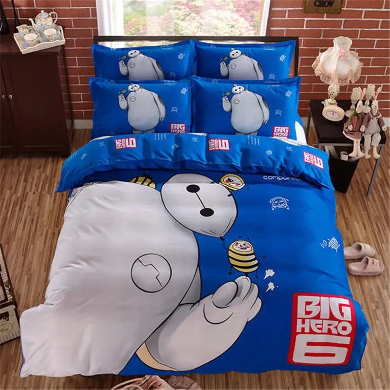 Disney Big Hero Baymax постельные принадлежности полный покрывало queen Стёганое одеяло включает пододеяльник простынь набор для детей домашний текстиль для мальчиков комплект постельного белья 3-4 предмета, детская одежда