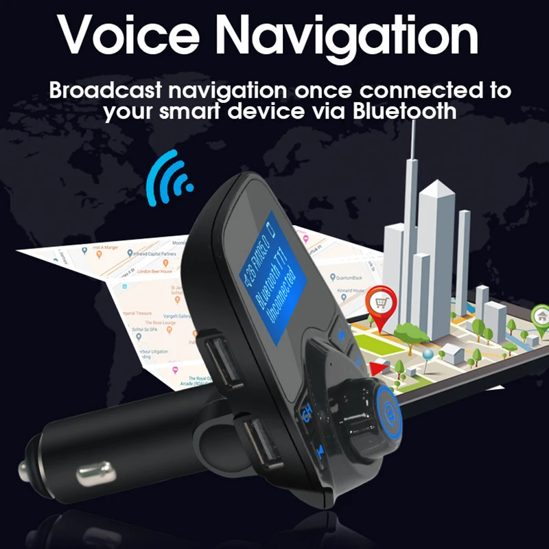 Bluetooth Автомобильный MP3 плеер fm передатчик аудио адаптер приемник беспроводной