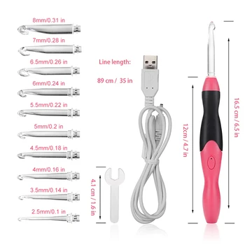 

Lighted Crochet Hooks Interchangeable Heads Ergonomic Grip Handles, Ergonomic Rechargeable Lighted Crochet Hooks Complete Set