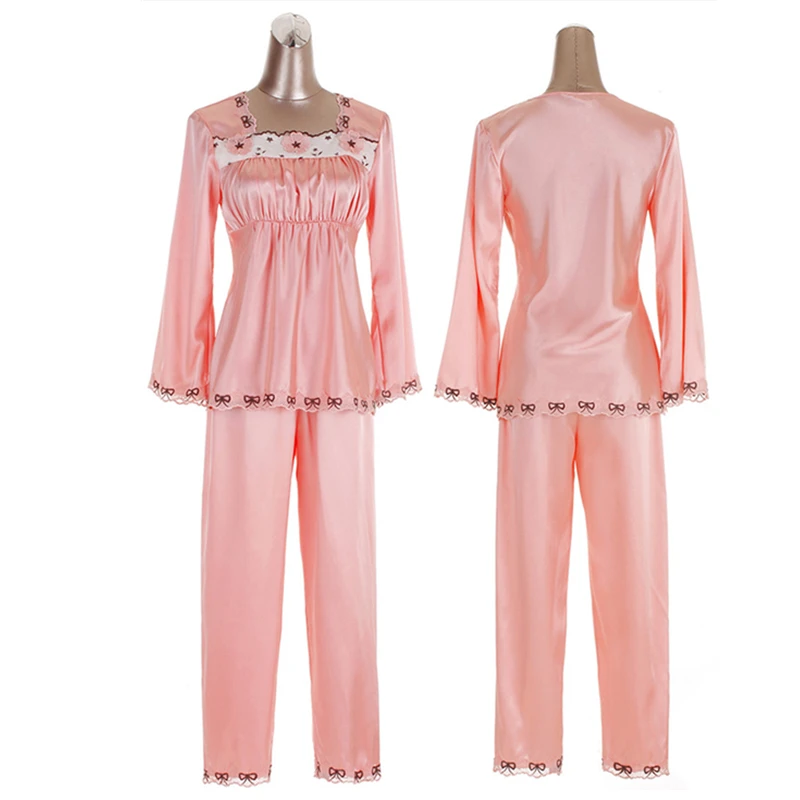 2015 пижама женская одежда для дома домашняя ночная рубашка M XXXL|satin silk pajamas|silk