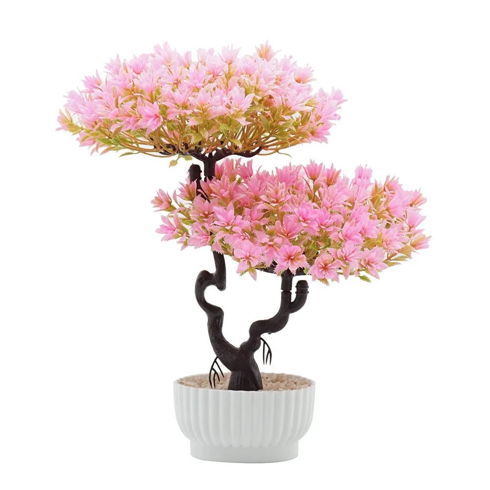 1Pc Artificial Pine Tree Plant Photograph Prop Wedding Party Home Bonsai Decor - Цвет: Розовый