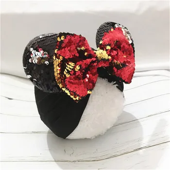 

Spring / summer infant Beanie Turban Hat Baby Minnie Mouse Ears Hairband With Sequin Hair Bows Photography Props cap