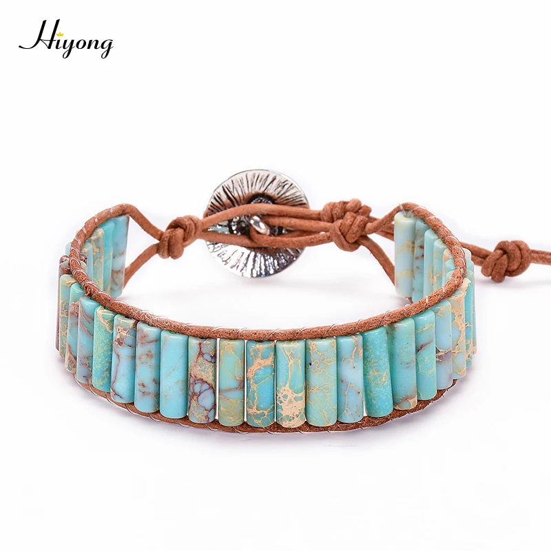 stone wrap bracelet Богемский Браслет для йоги 7 чакр, регулируемый кожаный браслет ручной работы, натуральный камень, бисерные браслеты для женщин, девушек, ювелирные изделия - Окраска металла: stone wrap bracelet