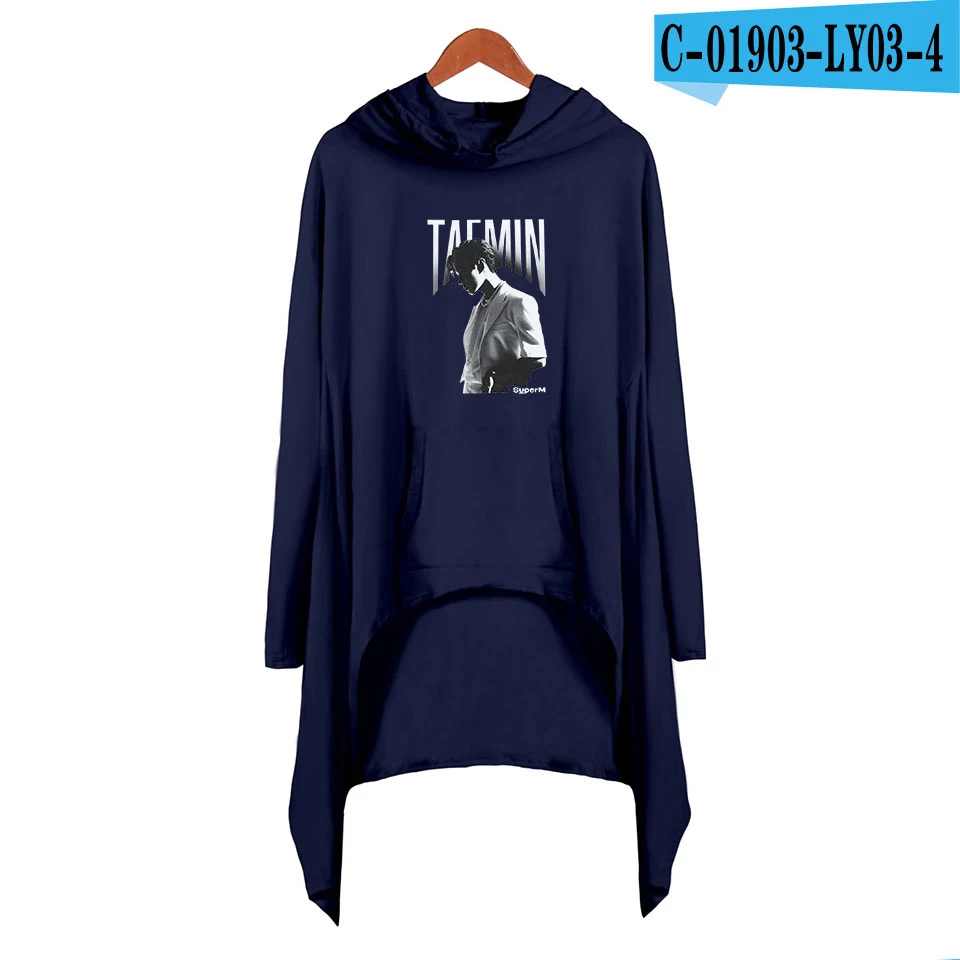 Новинка! Необычные толстовки SuperM Ablum, модные, негабаритные, Ulzzang, с капюшоном, женское платье, K Pop, свободное, женское платье - Цвет: navy