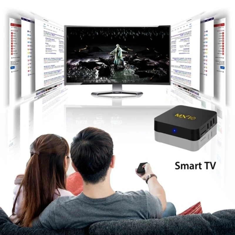 Mx10 Android 8,1 Tv Box 4 ГБ/64 Гб 3D 4 к поддерживает Rk3328 Cpu/Usb 3,0/Hdr10/Vp9/H.265/Dlna/Miracast/Lan