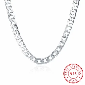 

10mm 20inch Men's Jewelry Silver Fine Jewelry Authentic 925 Sterling Silver Men Necklace Link Chains Necklace Men Russian