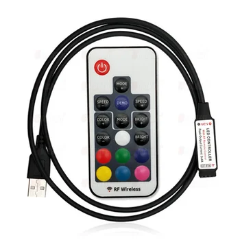 

USB RGB LED Controller DC5V RF Wireless Remote Controller Light Dimmer For RGB 3528 5050 SMD LED Strip 12A 5-24V