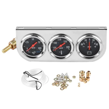 

12V Oil Pressure Water Temperature Current Three-In-One Combination Meter 52mm Universal Mechanical Triple Meter