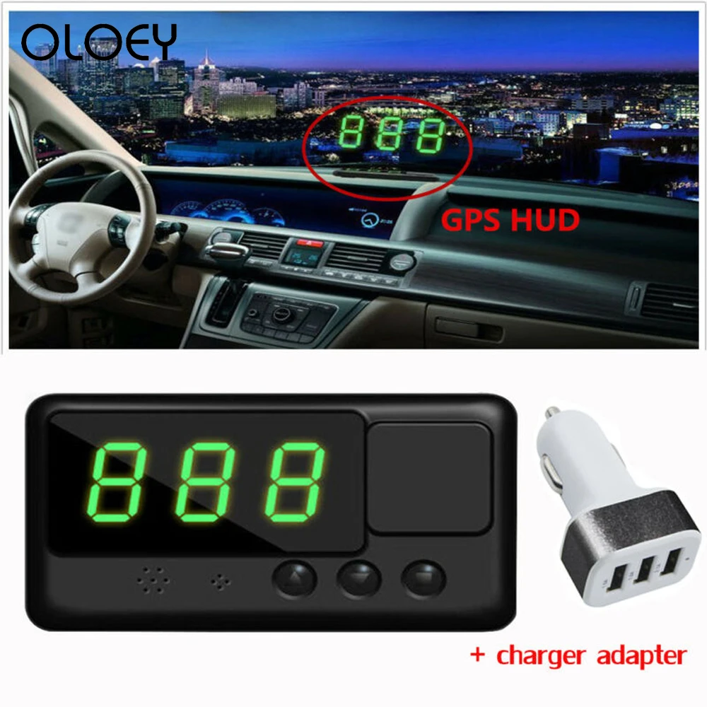 

2019 Universal GPS HUD Digital Head Up Display Car Speed Warning + 3USB 5V 4.1A Adapter