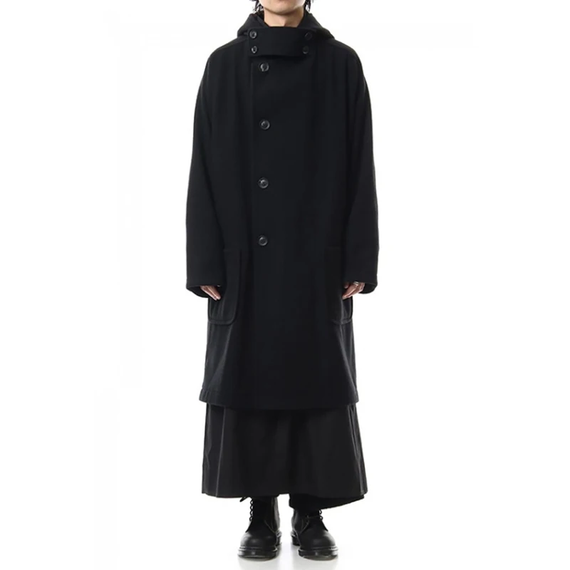 S~ 6XL! Настраиваемая новая мужская одежда, модное повседневное пальто средней длины с капюшоном, свободное двубортное пальто, ветровка