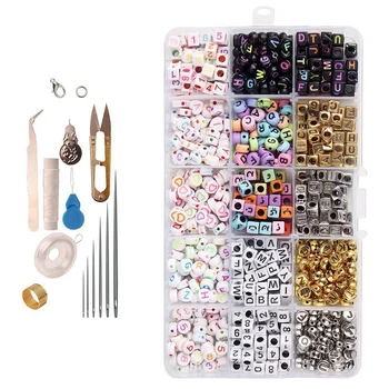 

Alphabet Letter Beads Mixed Letter Square Heart Beads for DIY Beading Necklace Bracelet Jewelry Making Accessories