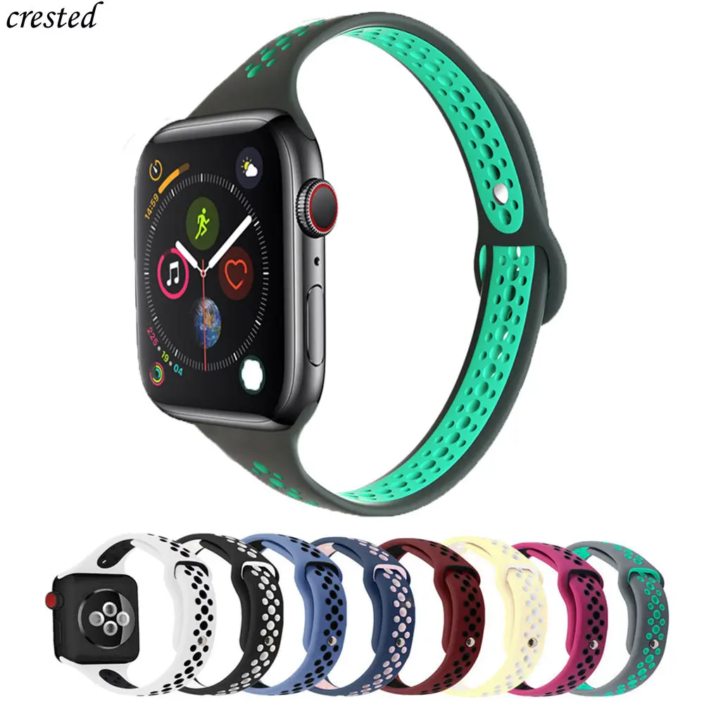

Slim strap For Apple Watch 5 band 40mm 44mm iWatch Band 38mm 42mm Breathable sport silicone bracelet Apple watch 4 3 21 38 40 44