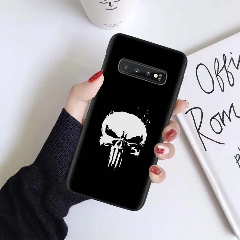 Чехол Marvel Каратель для samsung Galaxy S10+ Plus Lite Note 10 9 8 S9 S8 J4 J6+ Plus S7 S6 черный чехол для телефона
