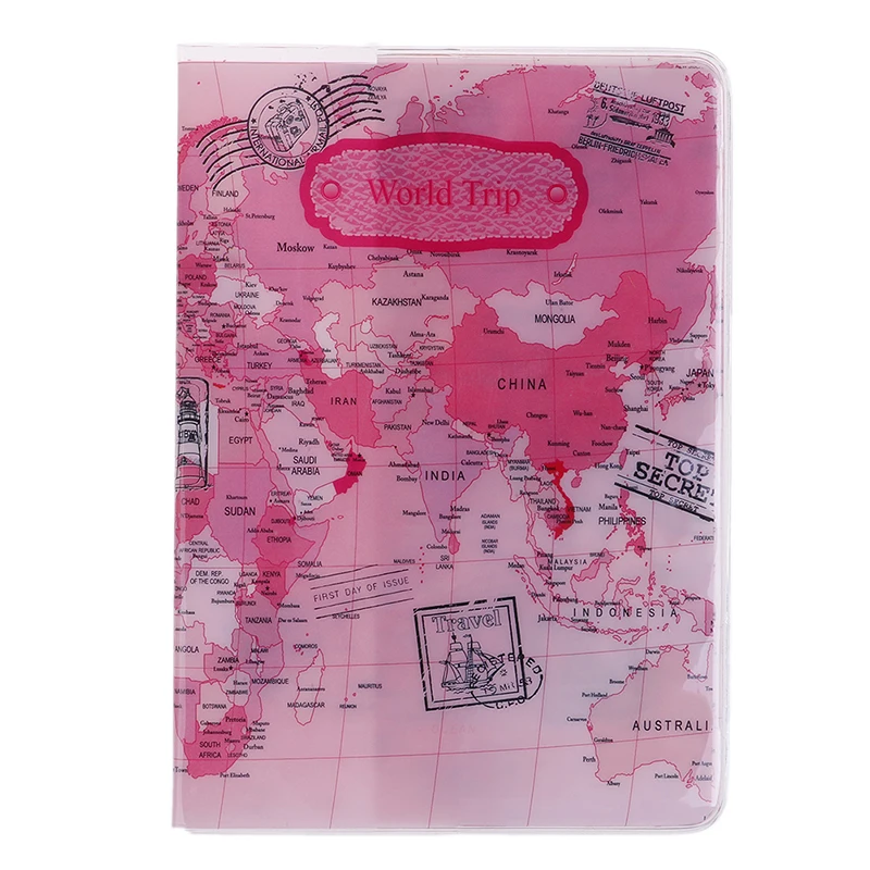 Pink 1 шт. карта мира держатель паспорта путешествия Обложка для паспорта чехол для карт и удостоверения личности сумка - Color: Pink