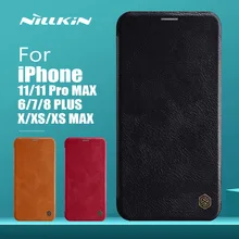 Для iPhone 11 Pro Max X XR XS Max чехол Nillkin Qin роскошный Флип кожаный чехол для телефона для iPhone 11 8 7 6 6S Plus 5 5S SE