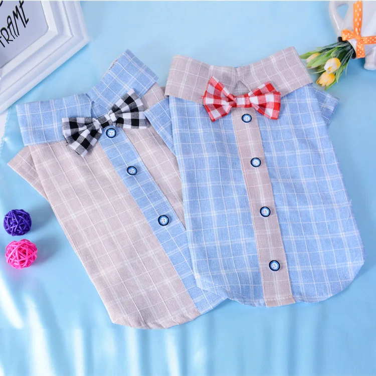 

Dog Shirt Striped Puppy Clothes,Soft Casual Pet Plaid Shirt,Cute Sweethearts Outfit Doggy Costumes and Bow Tie Birthday Party