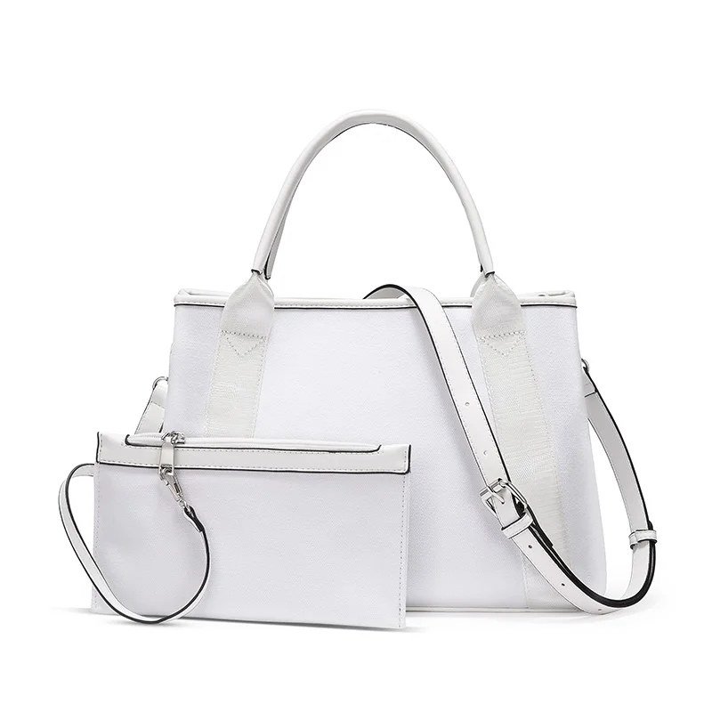 LOVEVOOK сумка набор 2 шт женские сумки с верхней ручкой Холщовая Сумка через плечо женская сумка через плечо для дам маленький клатч - Цвет: Белый