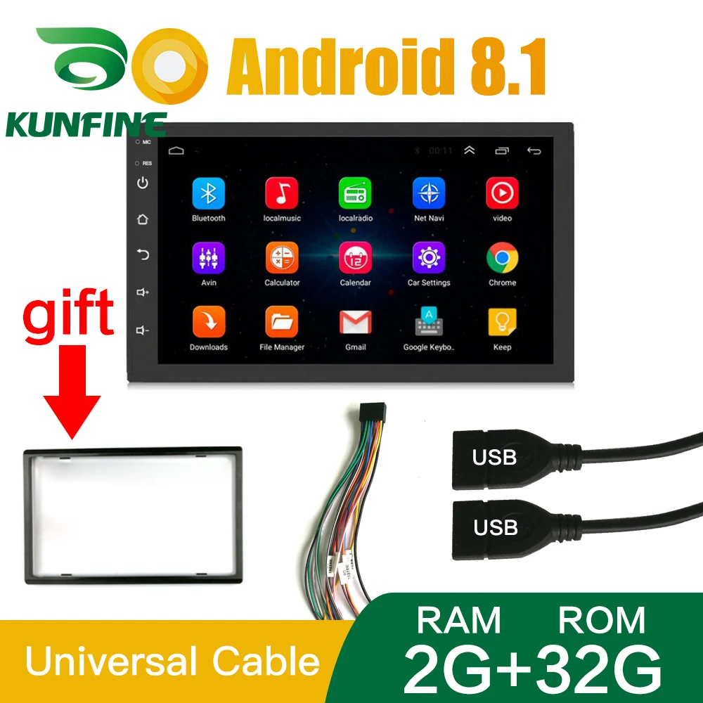 2 Din Android 8.1 2GB RAM 32GB ROM Car Radio Multimedia Player 2.5D touch screen Stereo GPS For Toy