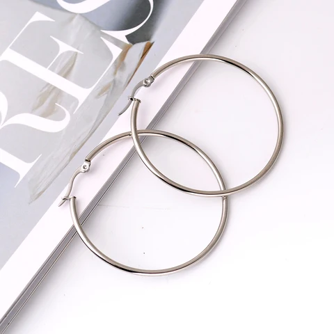 Stainless Steel Large Hoop Earrings Exaggerate Circle Creole Smooth Gold Round Loop Earring for Women Ear Ring Brincos