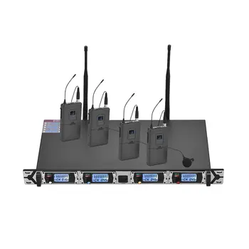 

Muslady D4-1 4-Channel UHF Wireless Microphone System with 4 Lapel Microphones Bodypack Transmitters + 1 Rack-Mount Receiver