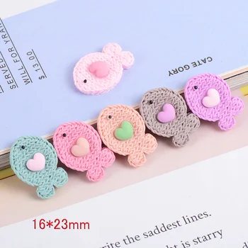 

10 Pieces Cute Knitted Heart Fish Flat back Resin Cabochon DIY Flatback Embellishment Accessories Scrapbooking Decoration Craft