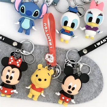 

Stylish Silicone Keychains Cute Creative Action Figures Mickey Key Chain Men And Women Car Bags Pendant Accessories Key Ring
