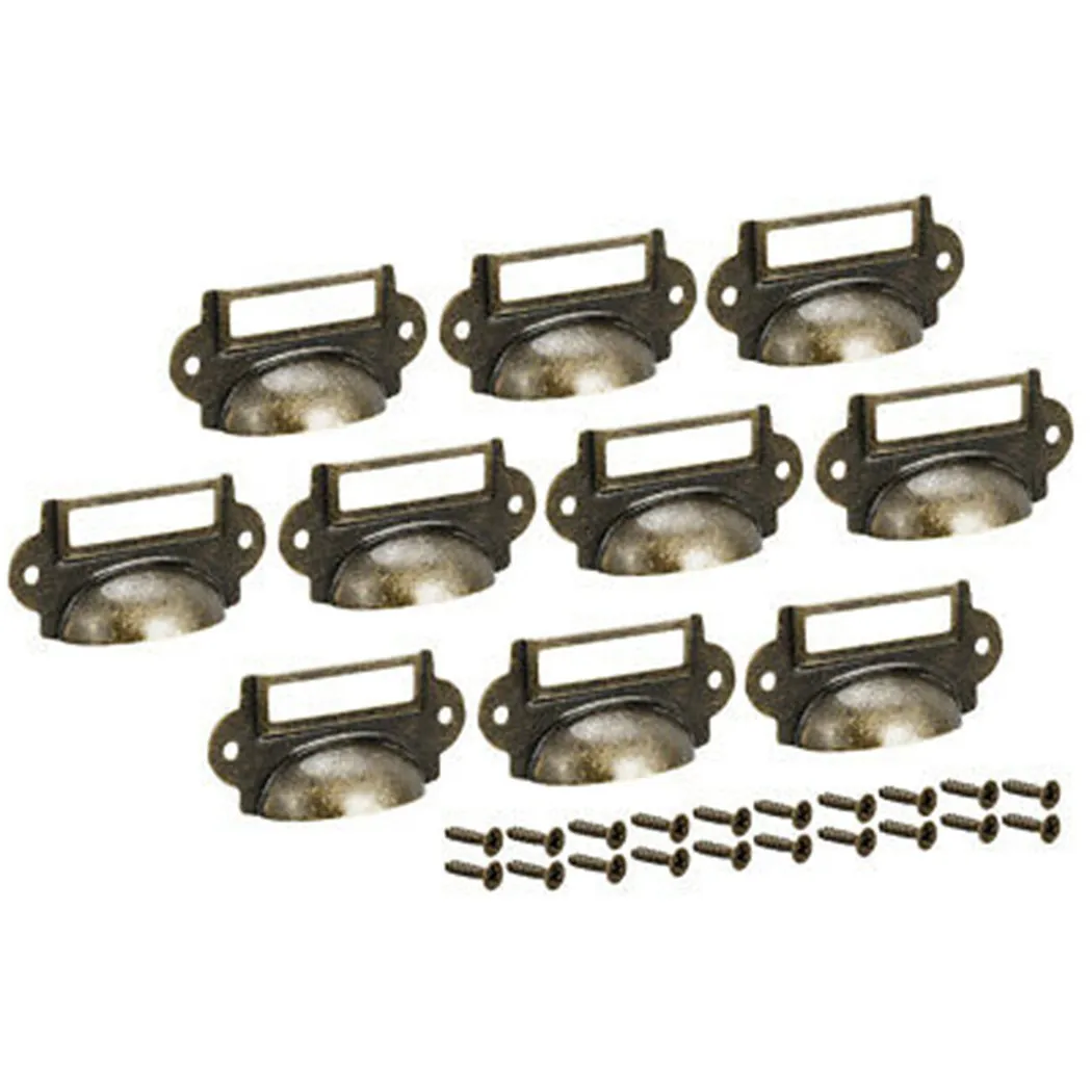 Antique Brass Drawer Label Holders w/ Screws Pull Cabinet Cupboard File Case Apothecary Frame Handle File Name Card Holder 10pcs drawer label holders
