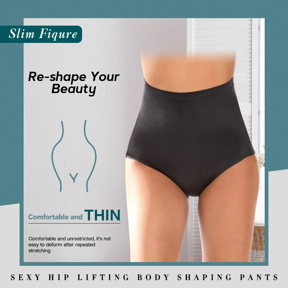 Ice Silk Panties with High Waist Panty Women Panty Waste Trainer Body