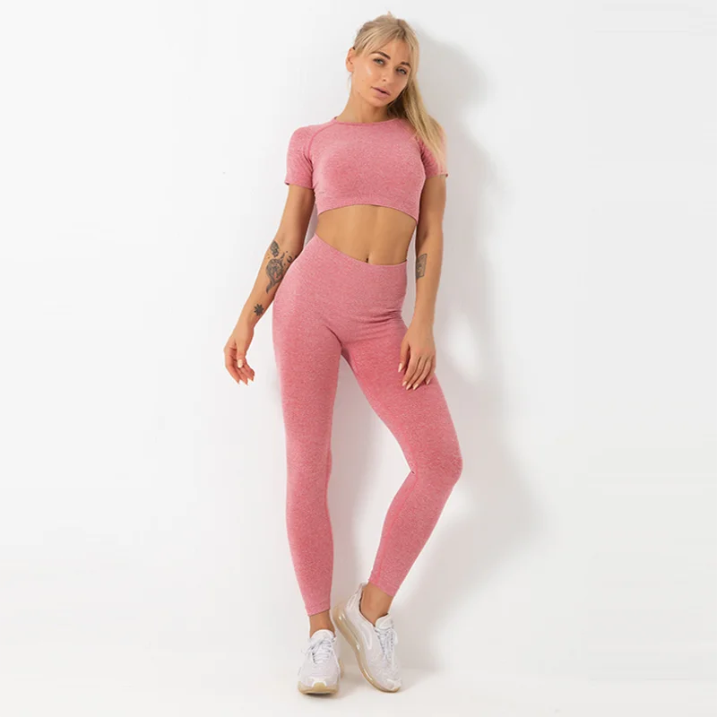 

Two Piece Activewear Gym Oem Leggings Set Seamless Wear Custom Women Yoga Suit