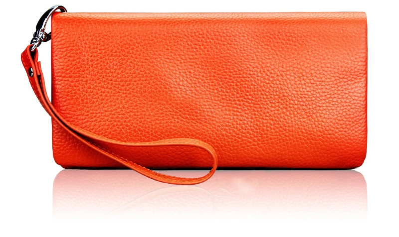 BONAMIE New Long Genuine Leather Wallet Women Zipper Purse Fashion Purse Card Holder Wallet Female High Quality Clutch Money Bag