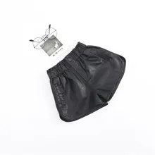 Подростковые зимние шорты из искусственной кожи для маленьких девочек шорты для мальчиков из искусственной кожи шорты для малышей осенняя одежда для девочек, костюм для малышей От 3 до 10 лет, черный цвет