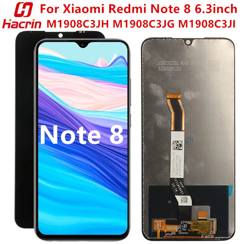

For Xiaomi Redmi Note 8 LCD Screen Tested Lcd Display+Touch screen with Frame on for Xiaomi Redmi note8 note 8 M1908C3JH 6.3inch