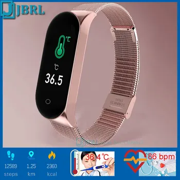 

Newest Bluetooth Smartband Laides Temperature Smart Wristband Women Men Fitness Bracelet Mens Android IOS Phone Heart Rate Clock