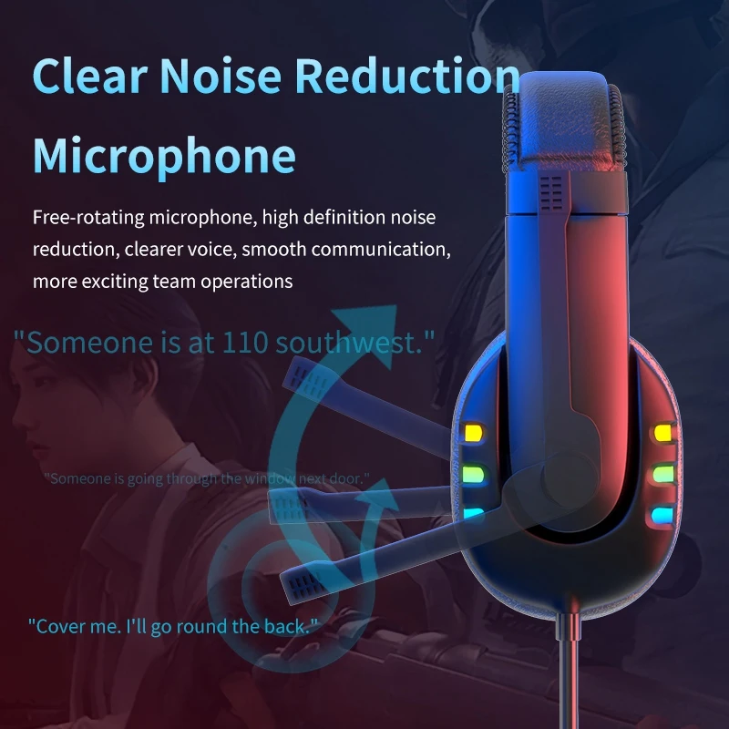 Headset Stereo Sound LED Gaming Headset Colorful LED Marquee Headphone Wired Gaming Luminous Headset for PC PS4