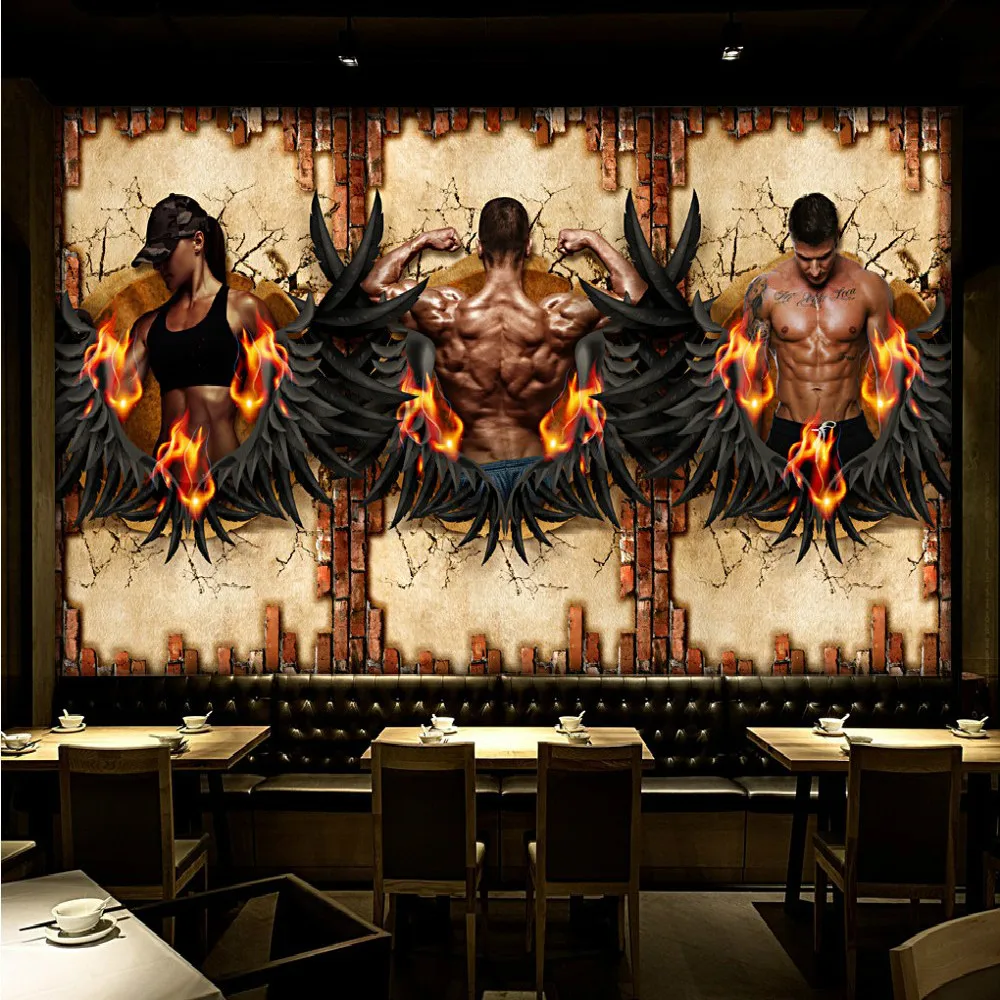 

Drop Shipping Custom Mural European Retro Brick Wall Exercise Gym Background Wallpaper American Style Wallpaper KTV Wallpaper