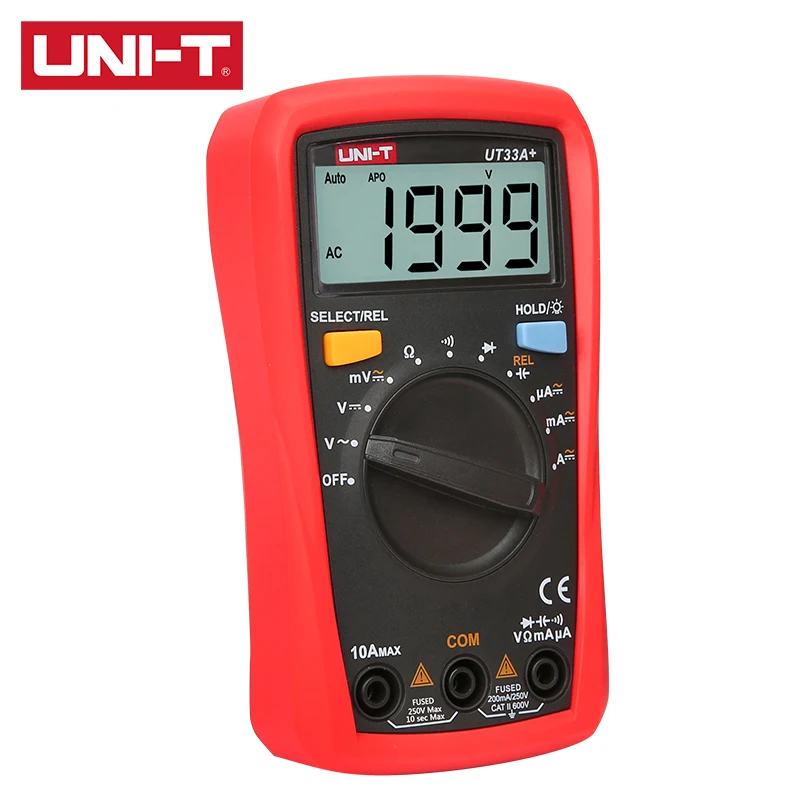 UNI T UT33A +/UT33B +/UT33C +/UT33D + мультиметр с размером ладони CAT II 600 в ЖК дисплей испытательный проводной подвесной паз