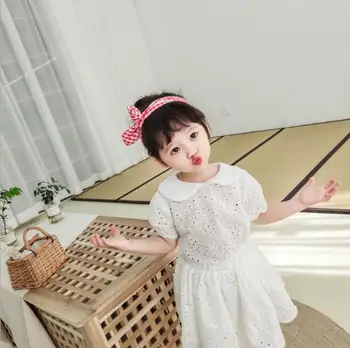 

2020 New Wholesale Girls 2 Pcs Set T-Shirt+Skirt Summer Hollow Out Girls Suits 1-6 years PP662