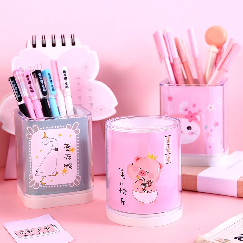 

1640 Creative Fashion Pen Container Cute Cartoon Pen Container Hipster Desktop Ornaments Storage Bucket Students Stationery Supp