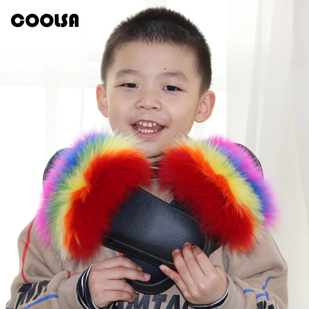 Шлепанцы Coolsa женские для дома сланцы из натурального Лисьего меха повседневные