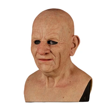 

Wrinkle Adult Old Man Face Cover Supersoft New Year Accessories Bald Creepy Realistic Halloween Party Latex Props Cosplay