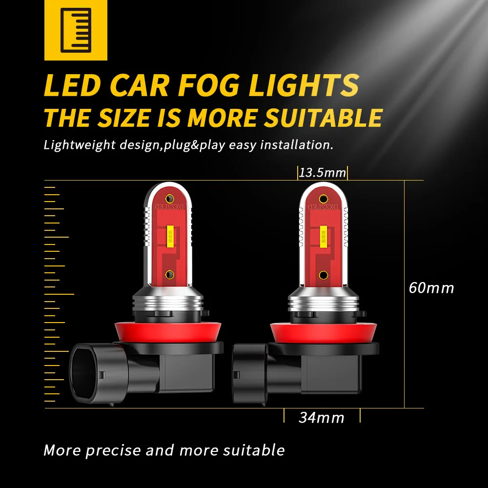 2 шт. автомобильные аксессуары светодиодные лампы для противотуманных фар H7 H8/H11