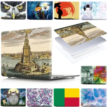 

European And American Retro Architectural Pattern Printing PVC Shell For Macbook Pro Retina 12 13 15 Air 11 13 A2179 Laptop Case