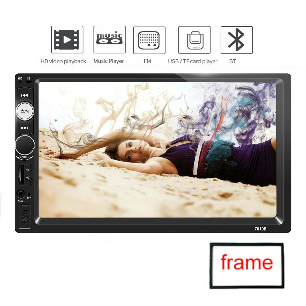 Автомагнитола 2 Din Mp5 плеер Bluetooth Mirrorlink для Iphone/Andriod Сенсорный экран Авторадио обратное изображение поддержка камера заднего вида - Цвет: with frame