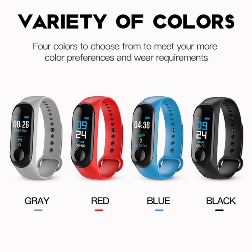 

Waterproof Bracelet Heart Rate Health Monitor Tracker Clock for M3 Band Big Touch Screen OLED Message Heart Rate Time Smartband